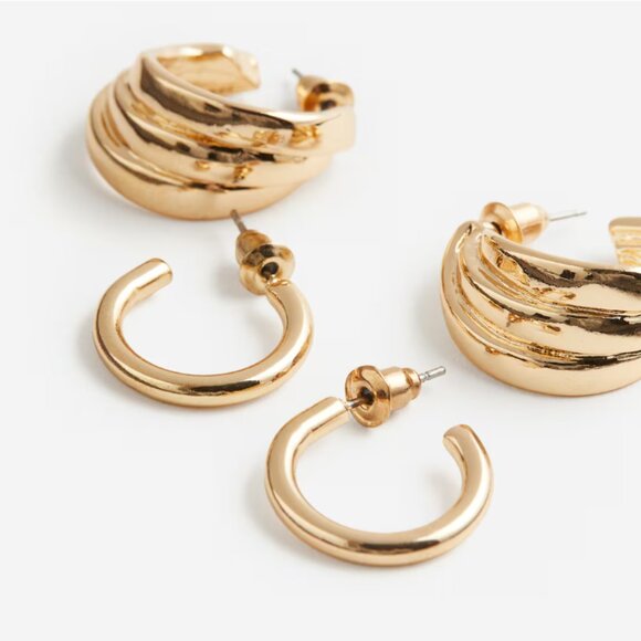 🌷H&M | NWT Gold Tone Hoop Earrings (2 pairs) - Picture 2 of 5